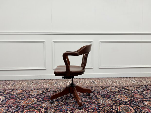 Klassiek-Engels-Antiek-Oud-Vintage-Chesterfield-Amerikaanse-Bureaustoel-Desk-Chair