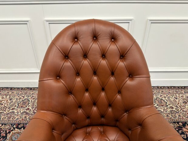Klassiek-Engels-Oud-Antiek-Vintage-Wade-Chesterfield-Bureaustoel-Director-Chair