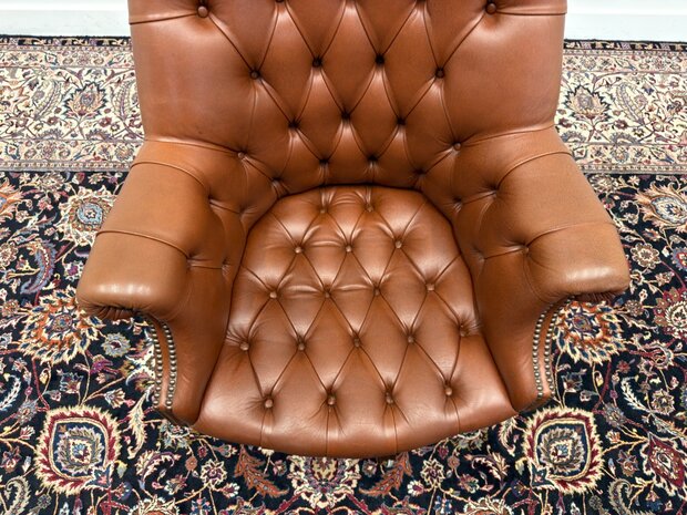 Klassiek-Engels-Oud-Antiek-Vintage-Wade-Chesterfield-Bureaustoel-Director-Chair