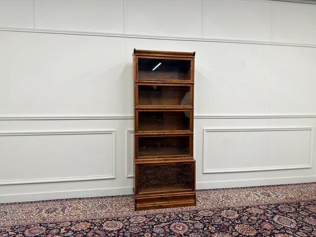Klassiek-Engels-Oud-Antiek-Vintage-Chesterfield-Globe-Wernicke-Stijl-Boekenkast-Kast
