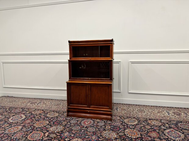 Klassiek-Engels-Oud-Antiek-Chesterfield-Vintage-Originele-Globe-Wernicke-Bokenkast-Kast