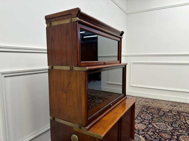 Klassiek-Engels-Oud-Antiek-Chesterfield-Vintage-Originele-Globe-Wernicke-Bokenkast-Kast