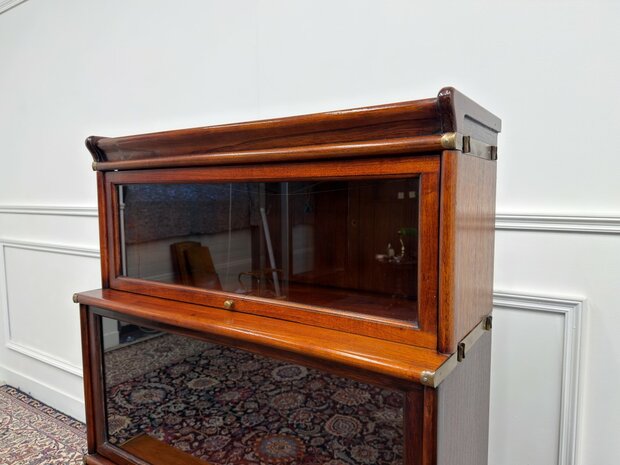 Klassiek-Engels-Oud-Antiek-Chesterfield-Vintage-Originele-Globe-Wernicke-Bokenkast-Kast
