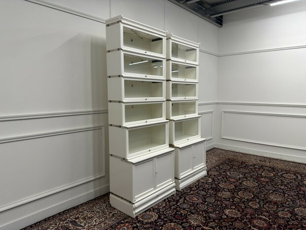 Klassiek-Antiek-Engels-Oud-Chesterfield-Originele-Globe-Wernicke-Boekenkast-Bibliotheekkast-Kast-Wit