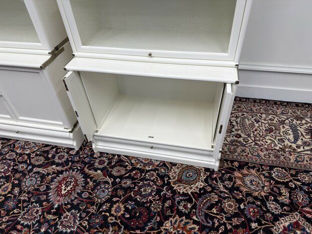 Klassiek-Antiek-Engels-Oud-Chesterfield-Originele-Globe-Wernicke-Boekenkast-Bibliotheekkast-Kast-Wit