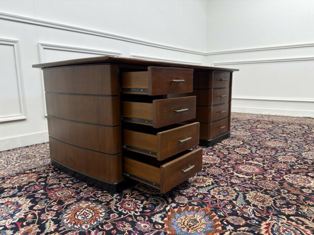Klassiek-Antiek-Oud-Engels-Chesterfield-Vintage-Art-Deco-Bureau-Desk