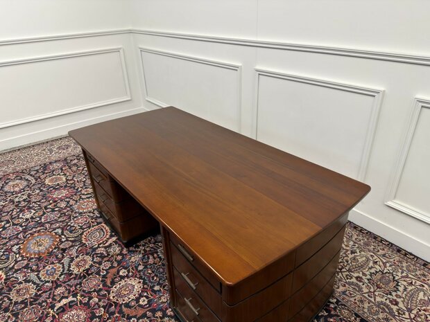 Klassiek-Antiek-Oud-Engels-Chesterfield-Vintage-Art-Deco-Bureau-Desk