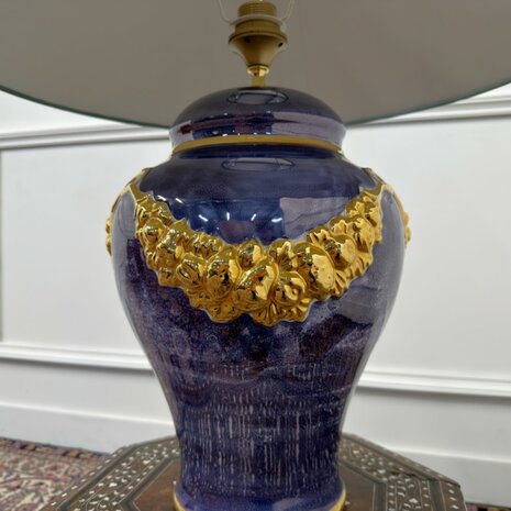 Antique French table lamp vase with gold ornaments