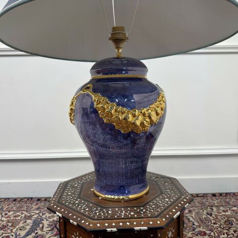 Antique French table lamp vase with gold ornaments