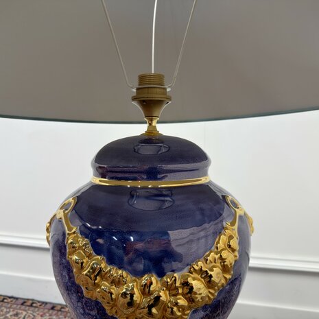 Antique French table lamp vase with gold ornaments