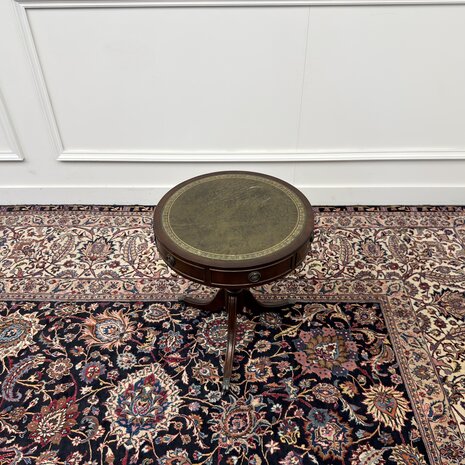 Klassiek-Oud-Antiek-Engels-Chesterfield-Vintage-Sidetable-Side-Table-Drumtafel-Bijzettafel