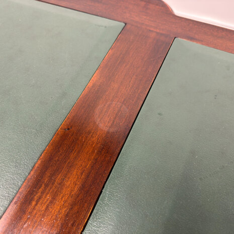 Klassiek-Engels-Oud-Antiek-Vintage-Chesterfield-Bureau-Desk-Groen-Leder
