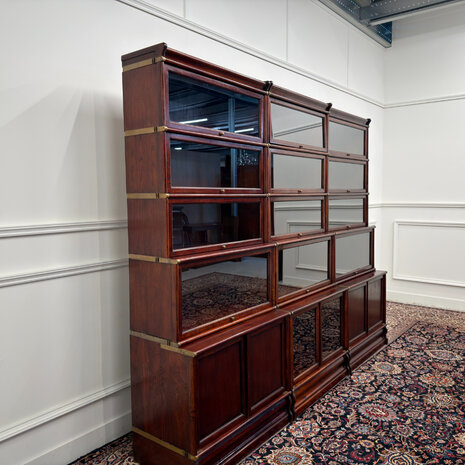 Klassiek-Antiek-Engels-Oud-Vintage-Chesterfield-Globe-Wernicke-Stijl-Boekenkast-Bibliotheekkast-Kast
