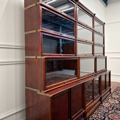 Klassiek-Antiek-Engels-Oud-Vintage-Chesterfield-Globe-Wernicke-Stijl-Boekenkast-Bibliotheekkast-Kast