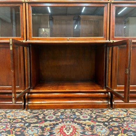 Klassiek-Antiek-Engels-Oud-Vintage-Chesterfield-Globe-Wernicke-Stijl-Boekenkast-Bibliotheekkast-Kast