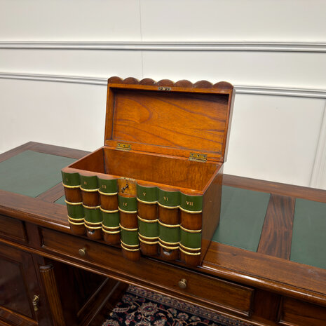 Klassiek-Antiek-Engels-Oud-Vintage-Chesterfield-Globe-Wernicke-Boekendoos-Faux-Books