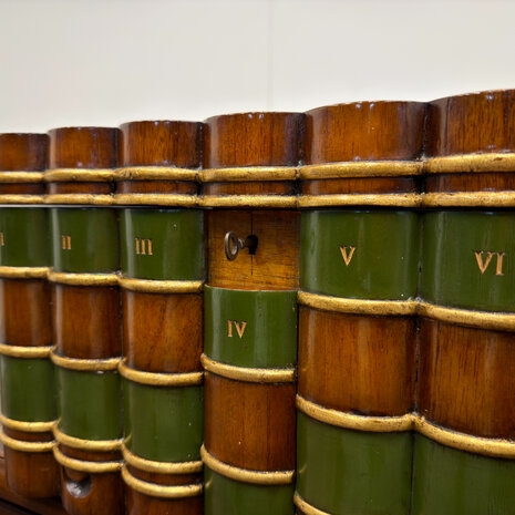 Klassiek-Antiek-Engels-Oud-Vintage-Chesterfield-Globe-Wernicke-Boekendoos-Faux-Books