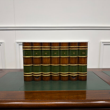 Klassiek-Antiek-Engels-Oud-Vintage-Chesterfield-Globe-Wernicke-Boekendoos-Faux-Books