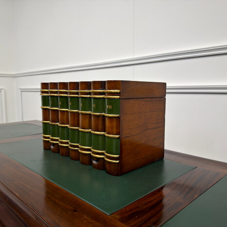 Klassiek-Antiek-Engels-Oud-Vintage-Chesterfield-Globe-Wernicke-Boekendoos-Faux-Books