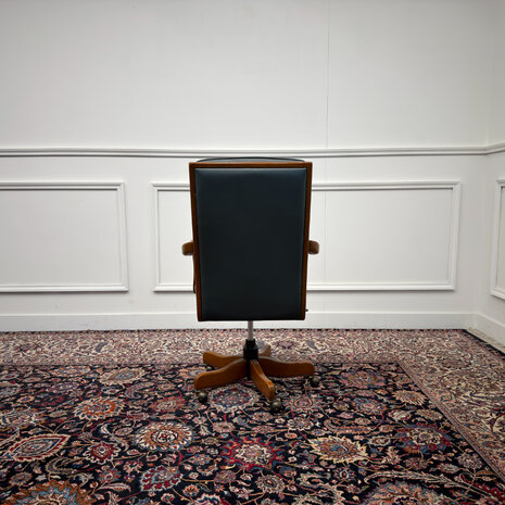 Klassiek-Antiek-Engels-Oud-Vintage-Chesterfield-Heldense-Exclusive-Bureaustoel-President-Chair-Groen-Leder