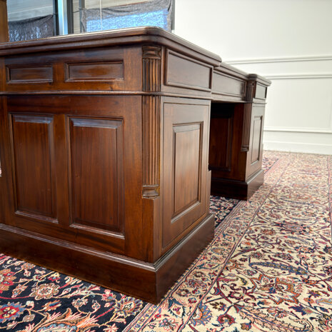 Klassiek-Antiek-Engels-Oud-Vintage-Chesterfield-Bureau-Desk-Groen-Leder