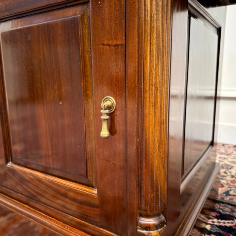 Klassiek-Antiek-Engels-Oud-Vintage-Chesterfield-Bureau-Desk-Groen-Leder