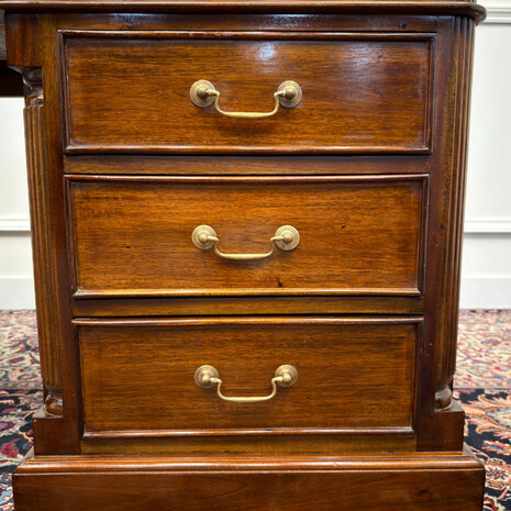 Klassiek-Antiek-Engels-Oud-Vintage-Chesterfield-Bureau-Desk-Groen-Leder