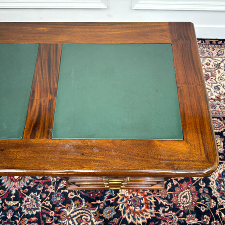 Klassiek-Antiek-Engels-Oud-Vintage-Chesterfield-Bureau-Desk-Groen-Leder