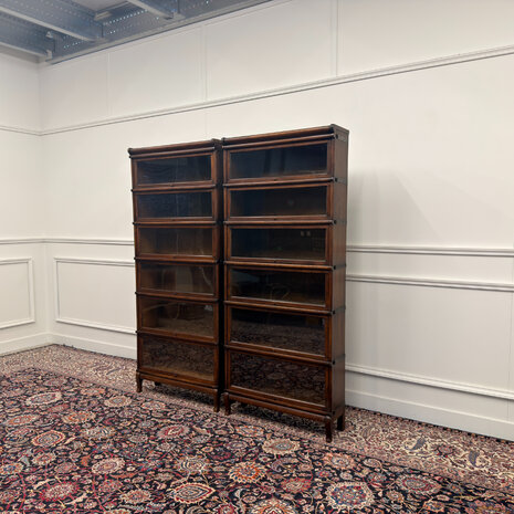 Klassiek-Engels-Antiek-Oud-Vintage-Chesterfield-Originele-Globe-Wernicke-Boekenkast-Kast