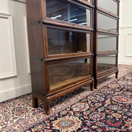 Klassiek-Engels-Antiek-Oud-Vintage-Chesterfield-Originele-Globe-Wernicke-Boekenkast-Kast