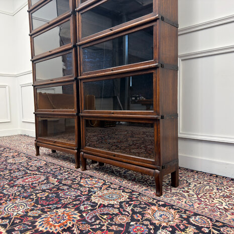 Klassiek-Engels-Antiek-Oud-Vintage-Chesterfield-Originele-Globe-Wernicke-Boekenkast-Kast