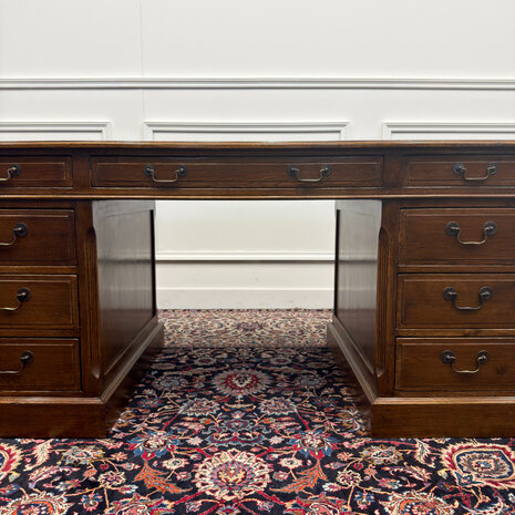 Klassiek-Engels-Antiek-Oud-Vintage-Chesterfield-Eiken-Eichholtz-Bureau-Desk
