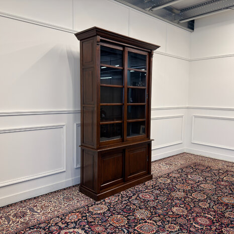 Klassiek-Engels-Antiek-Oud-Vintage-Chesterfield-Eiken-Boekenkast-Buffetkast-Bibliotheekkast-Kast