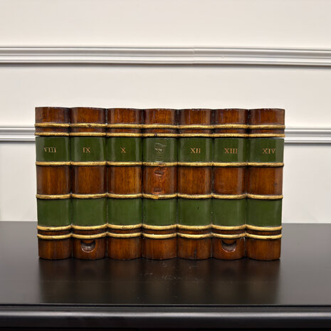 Klassiek-Engels-Antiek-Oud-Vintage-Chesterfield-Originele-Globe-Wernicke-Faux-books-Boekenkist-Boekendoos