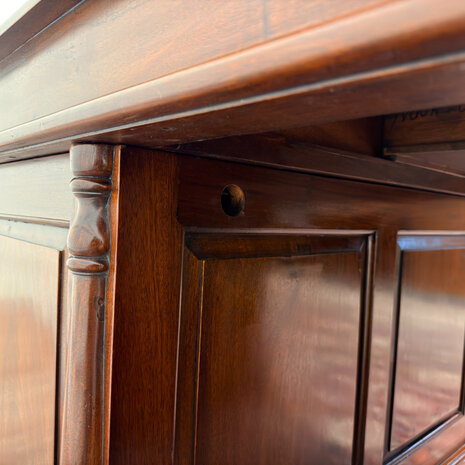 Klassiek-Engels-Antiek-Oud-Vintage-Chesterfield-Groot-Bureau-Desk-Groen-Leder