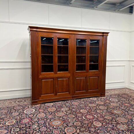 Klassiek-Engels-Antiek-Oud-Vintage-Chesterfield-Boekenkast-Bibliotheekkast-Kast