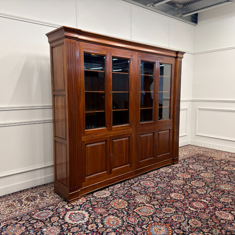 Klassiek-Engels-Antiek-Oud-Vintage-Chesterfield-Boekenkast-Bibliotheekkast-Kast