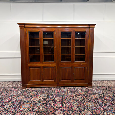 Klassiek-Engels-Antiek-Oud-Vintage-Chesterfield-Boekenkast-Bibliotheekkast-Kast