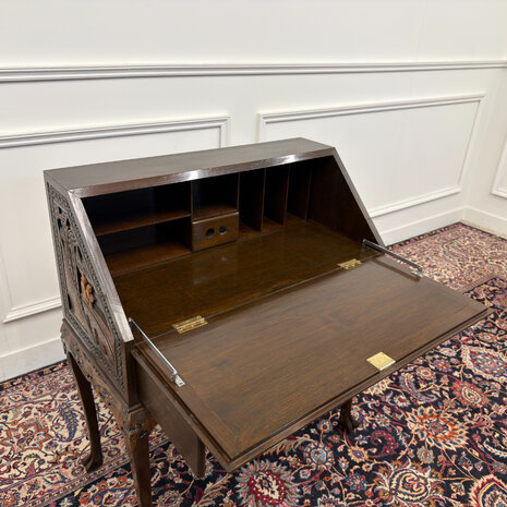 Klassiek-Antiek-Oud-Vintage-Chinees-Bureau-Secretaire-Houtsnijwerk-9
