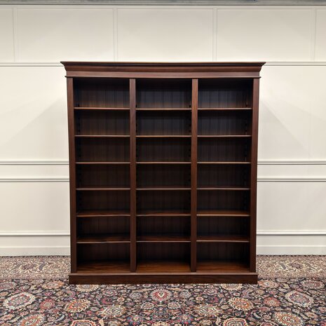 Klassiek-Engels-Antiek-Oud-Vintage-Chesterfield-Open-Boekenkast-Bibliotheekkast-Kast