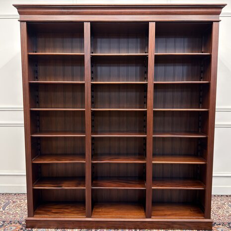 Klassiek-Engels-Antiek-Oud-Vintage-Chesterfield-Open-Boekenkast-Bibliotheekkast-Kast