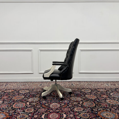 Klassiek-Engels-Antiek-Oud-Vintage-Chesterfiel-Bureaustoel-President-Chair-Zwart-Leder-3