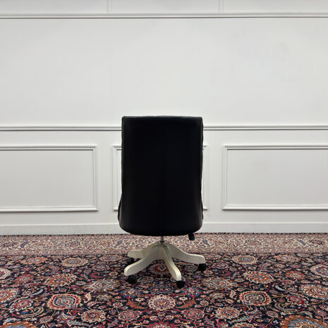 Klassiek-Engels-Antiek-Oud-Vintage-Chesterfiel-Bureaustoel-President-Chair-Zwart-Leder-4