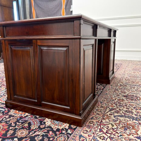 Klassiek-Engels-Antiek-Oud-Vintage-Chesterfield-Bureau-Desk-Groen-Leder-7
