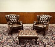 2x Englischer Chesterfield Wingchair sessel Dunkelbraun