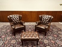 2x Englischer Chesterfield Wingchair sessel Dunkelbraun