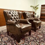 2x Englischer Chesterfield Wingchair sessel Dunkelbraun