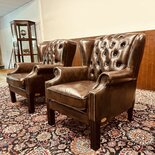 2x Englischer Chesterfield Wingchair sessel Dunkelbraun