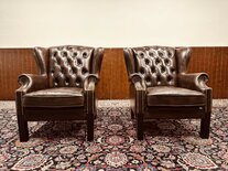 2x Englischer Chesterfield Wingchair sessel Dunkelbraun