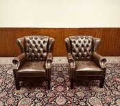2x Englischer Chesterfield Wingchair sessel Dunkelbraun